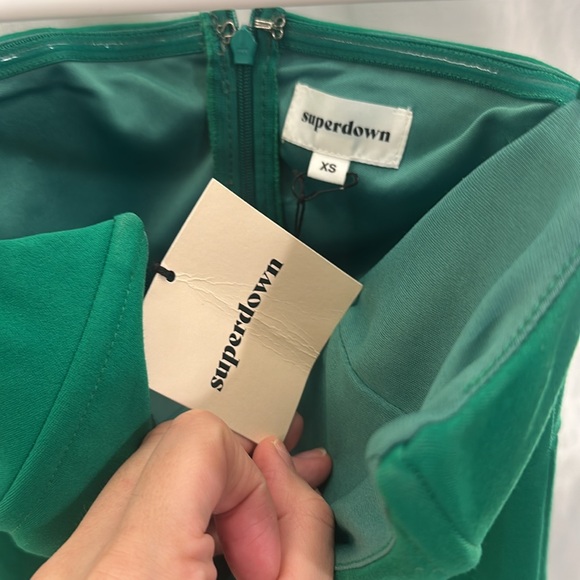 New NWT Superdown ryleigh strapless maxi dress green split hem revolve - Picture 6 of 7